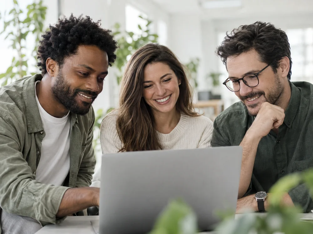 Illustration of a team designing a connected workflow